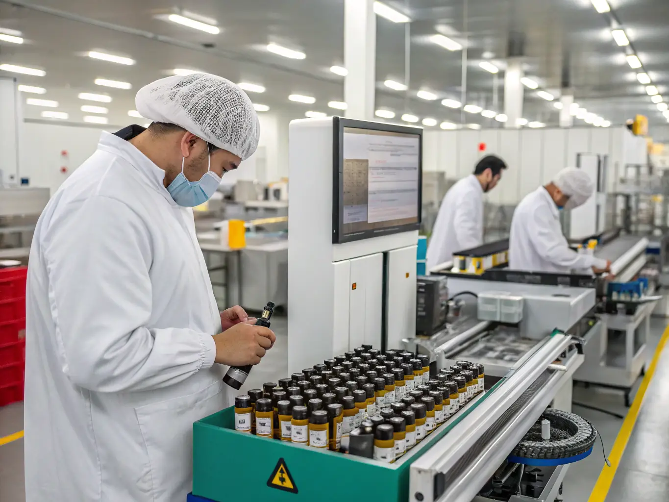 A close-up shot of a vape device undergoing rigorous testing in a CNAS-certified lab, highlighting the commitment to quality and safety.