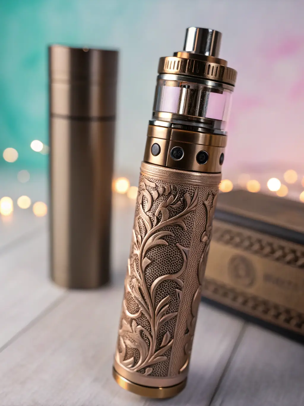 An image showcasing a sleek, high-capacity disposable vape device with a digital display indicating puff count, highlighting its size and eco-friendly design.